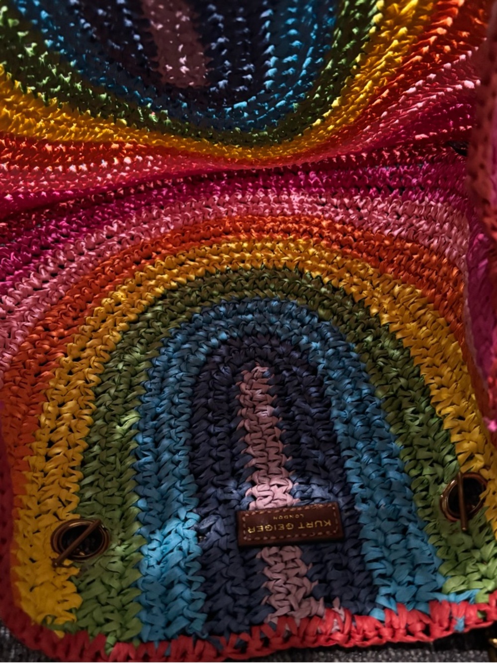 Kurt Geiger Chelsea Rainbow Stripe Fringe Tote - Picture 5 of 12
